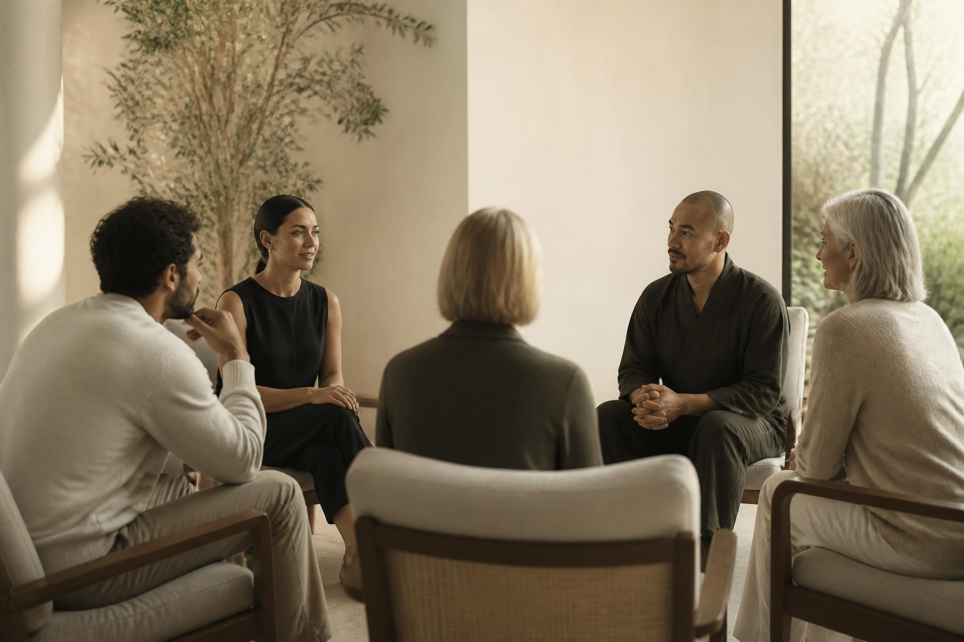 Pessoas em encontro contemplativo